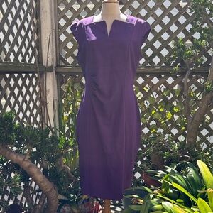 Allegra K Dress. Royal purple. Size Large. Slight capped sleeves. Ruched.  NWT